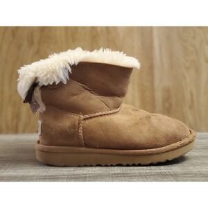 UGG Kids Chestnut Sheepskin Boot with Cream Fur Cuff